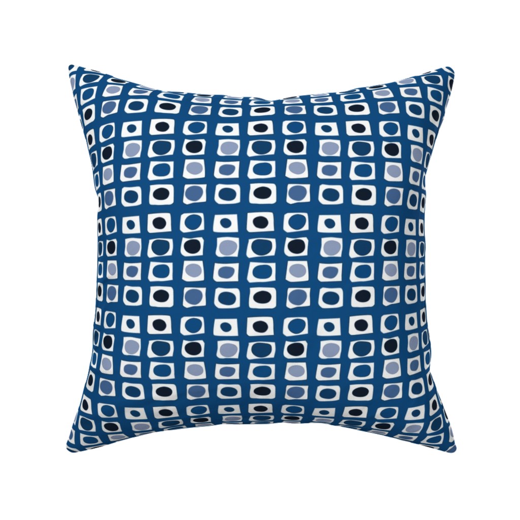Little White Rectangles - Classic Blue Pillow, Woven, White, 16x16, Double Sided, Blue