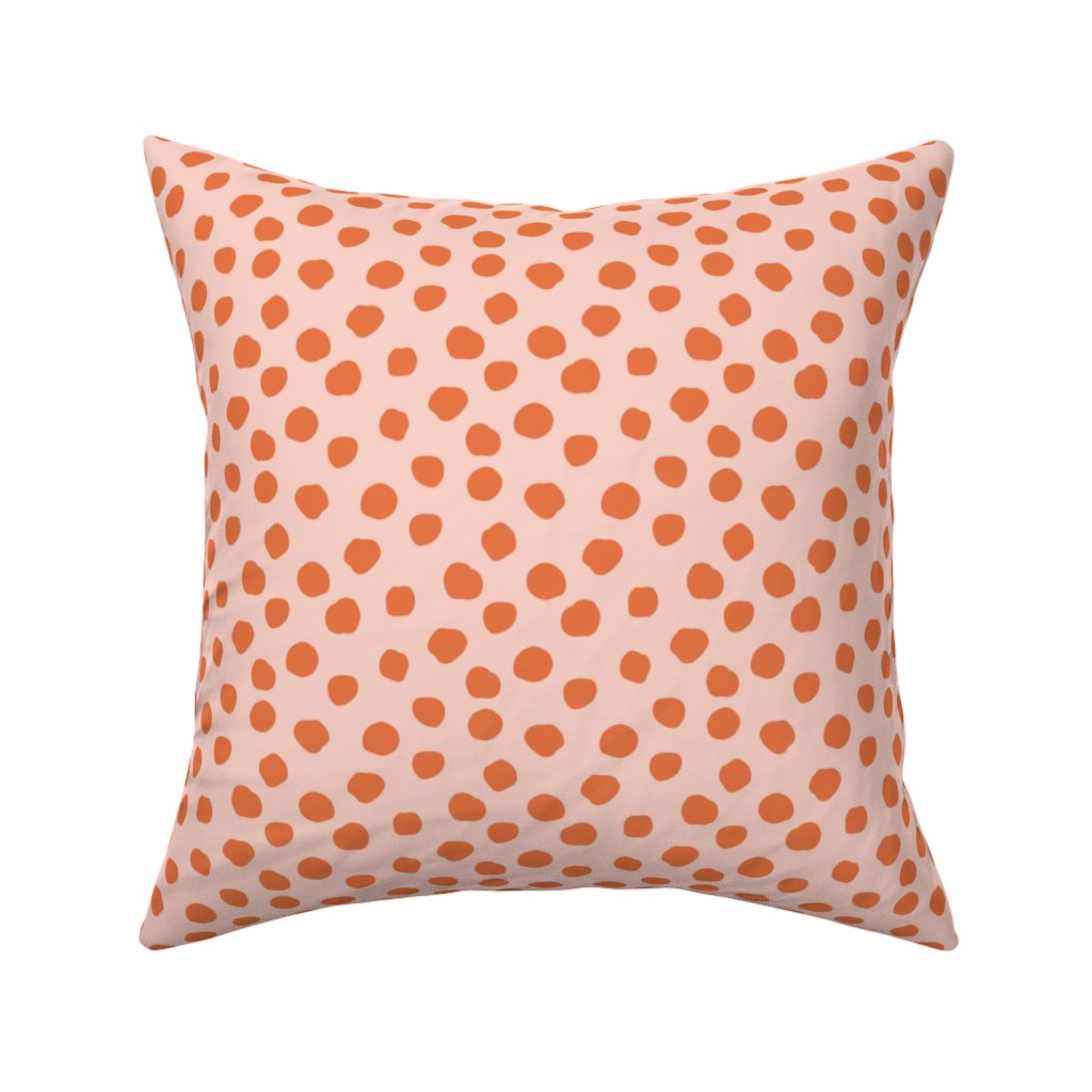 Dotty - Pink and Orange Pillow, Woven, White, 16x16, Double Sided, Pink