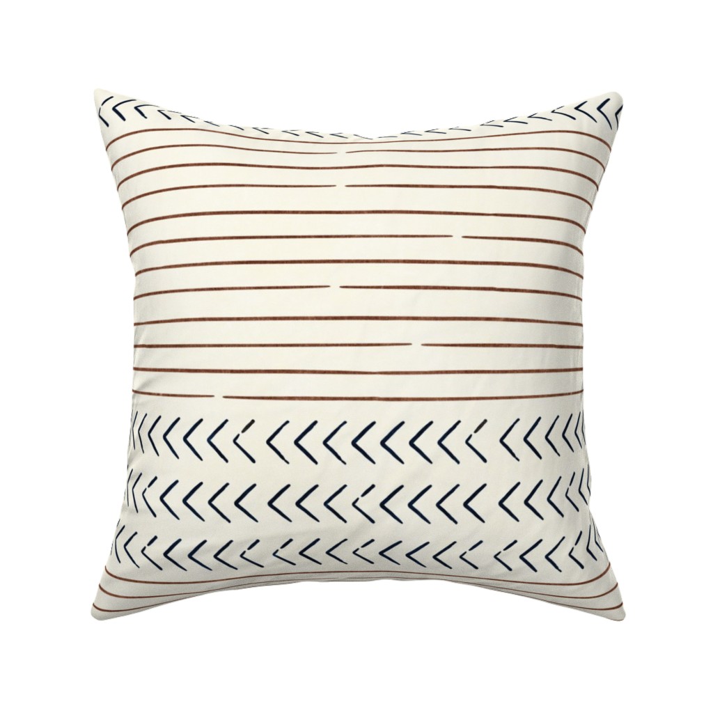 Arrow Stripes Mud Cloth Modern Pillow, Woven, White, 16x16, Double Sided, Beige, Antique White