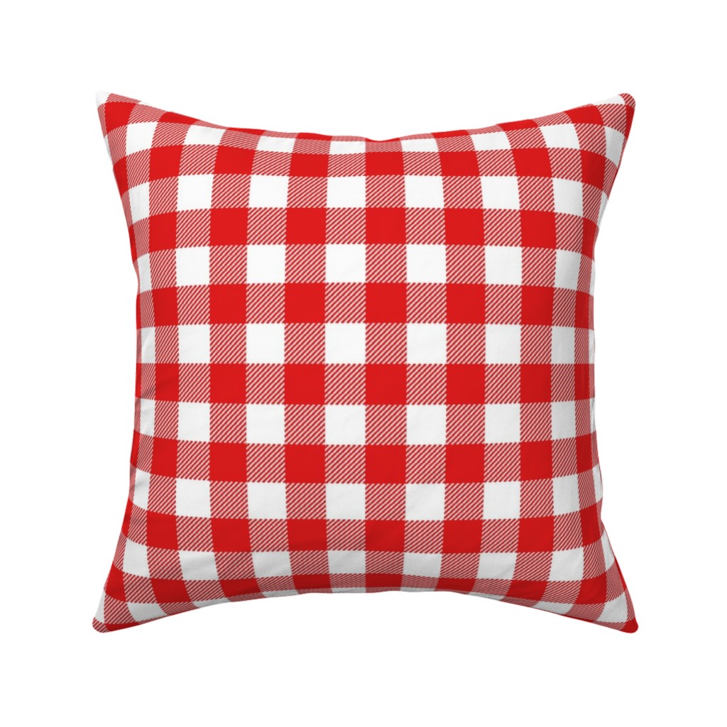 Buffalo Plaid Pillow, Woven, White, 16x16, Double Sided, Red