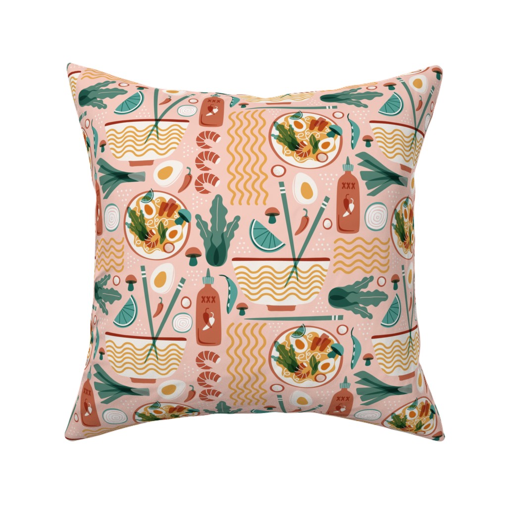 Pho Real Ramen Noodle - Multicolor Pillow, Woven, White, 16x16, Double Sided, Multicolor