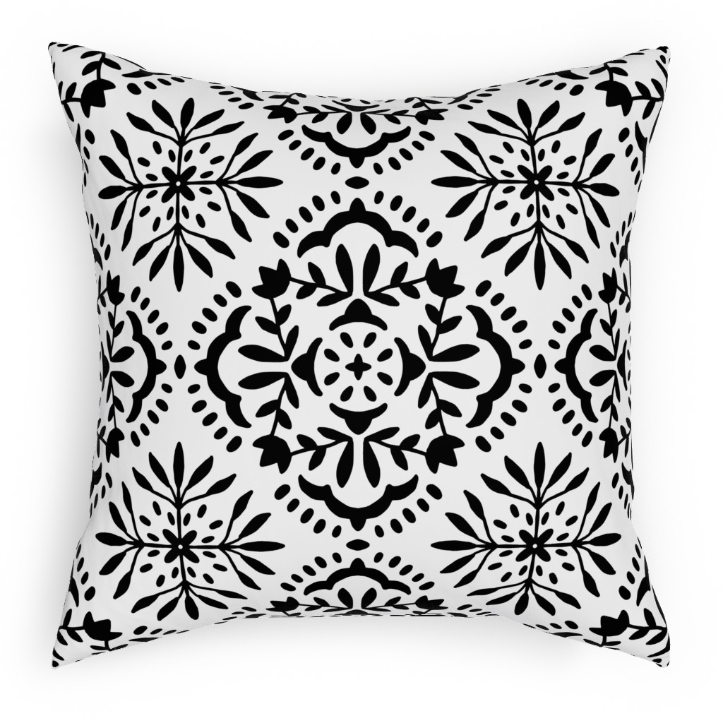Southern At Heart - Black and White Pillow, Woven, White, 18x18, Double Sided, Black, Black