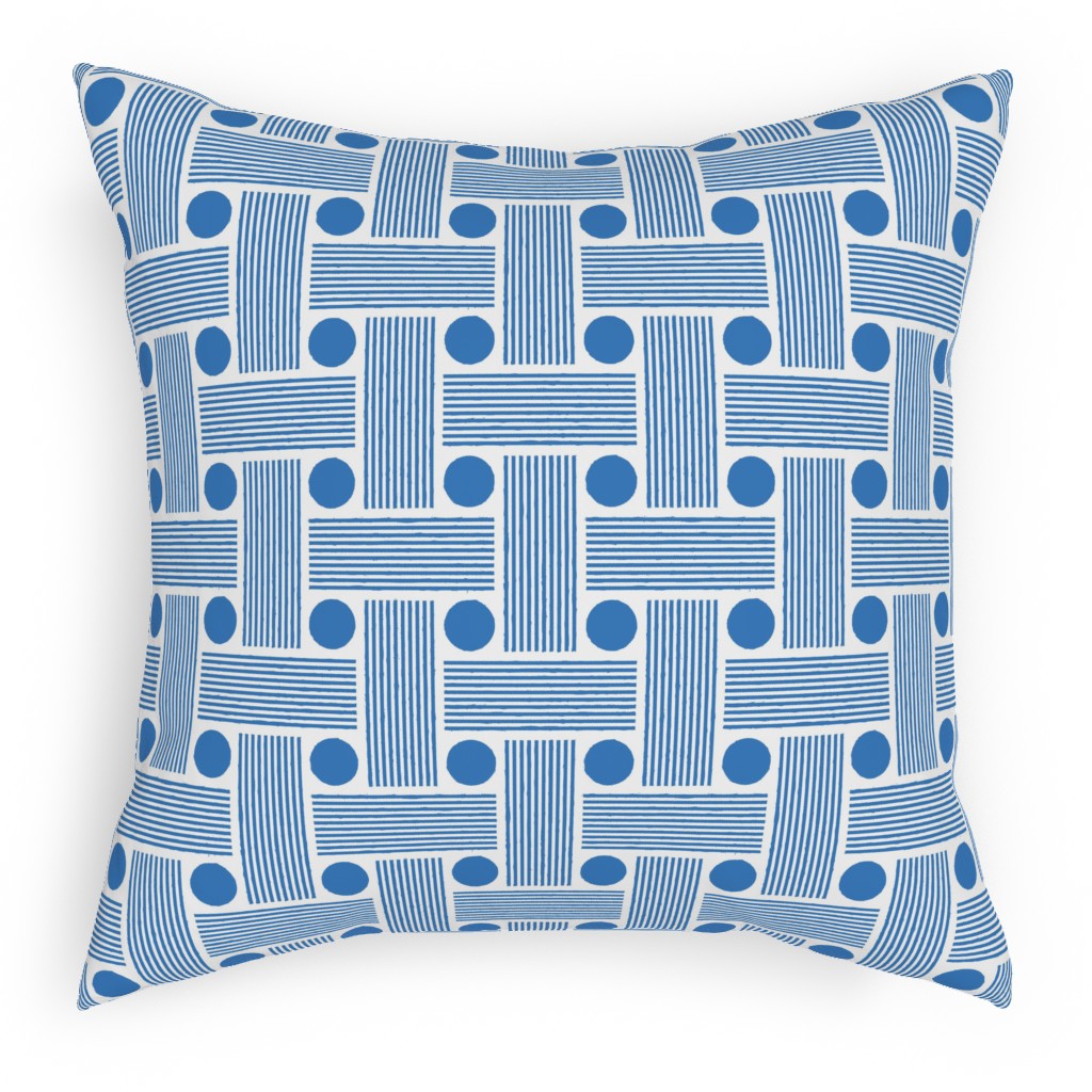 Beams - Blue Pillow, Woven, White, 18x18, Double Sided, Blue, True Blue