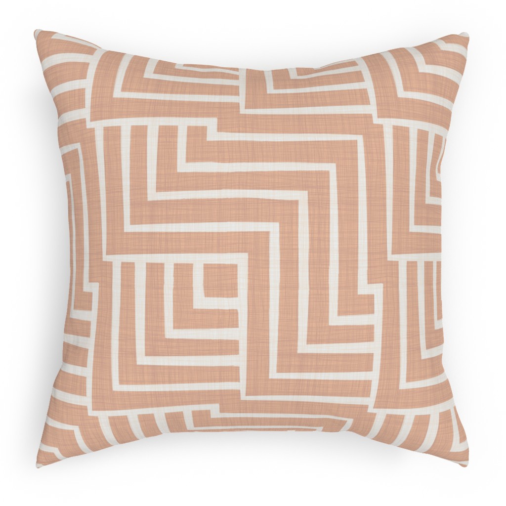 Square Angles - Pink Pillow, Woven, White, 18x18, Double Sided, Pink