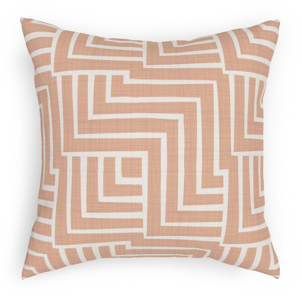 Square Angles - Pink Pillow, Woven, White, 18x18, Double Sided, Pink, Bright Pink