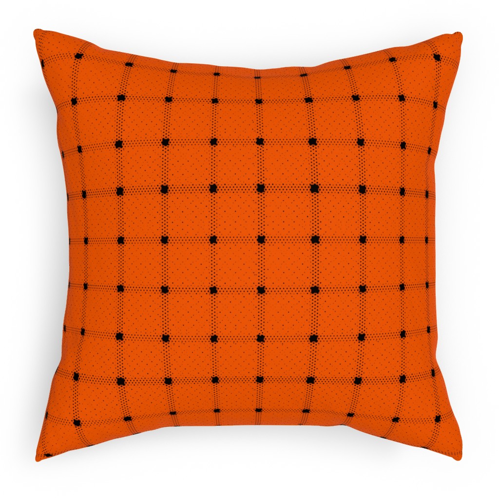 Gridded Plaid Pillow, Woven, White, 18x18, Double Sided, Orange