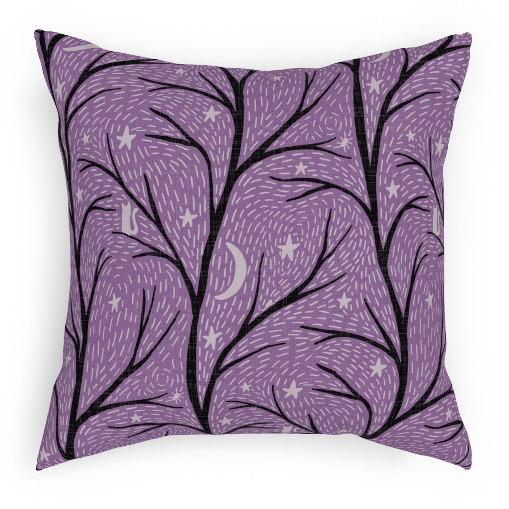 Spooky Night - Purple Pillow, Woven, White, 18x18, Double Sided, Purple, Purple