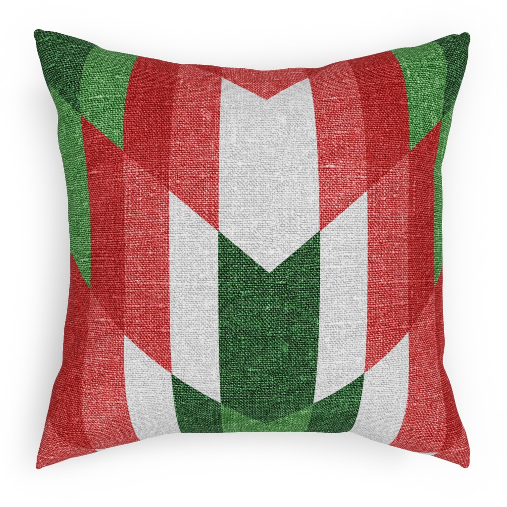 Christmas Cheer - Red, White and Green Pillow, Woven, White, 18x18, Double Sided, Multicolor