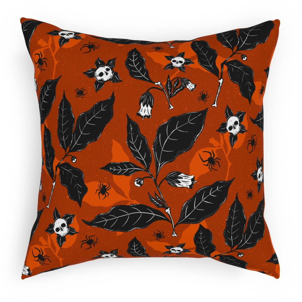 Atropa Belladonna - Orange Pillow, Woven, White, 18x18, Double Sided, Orange, Orange