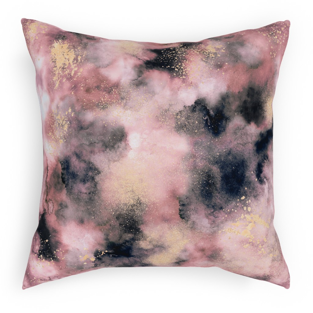 Watercolor Marble - Pink Pillow, Woven, White, 18x18, Double Sided, Pink