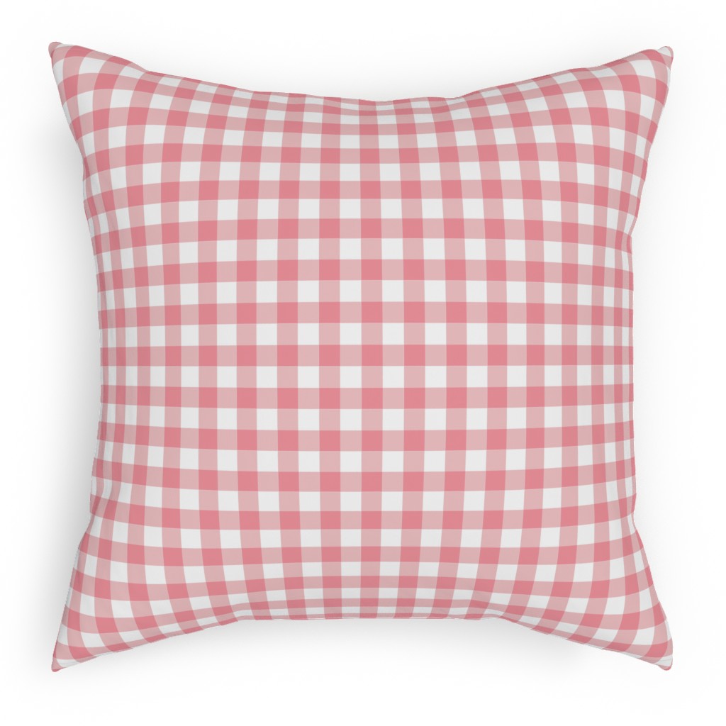 Simple Gingham Pillow, Woven, White, 18x18, Double Sided, Pink, Ballet Slipper