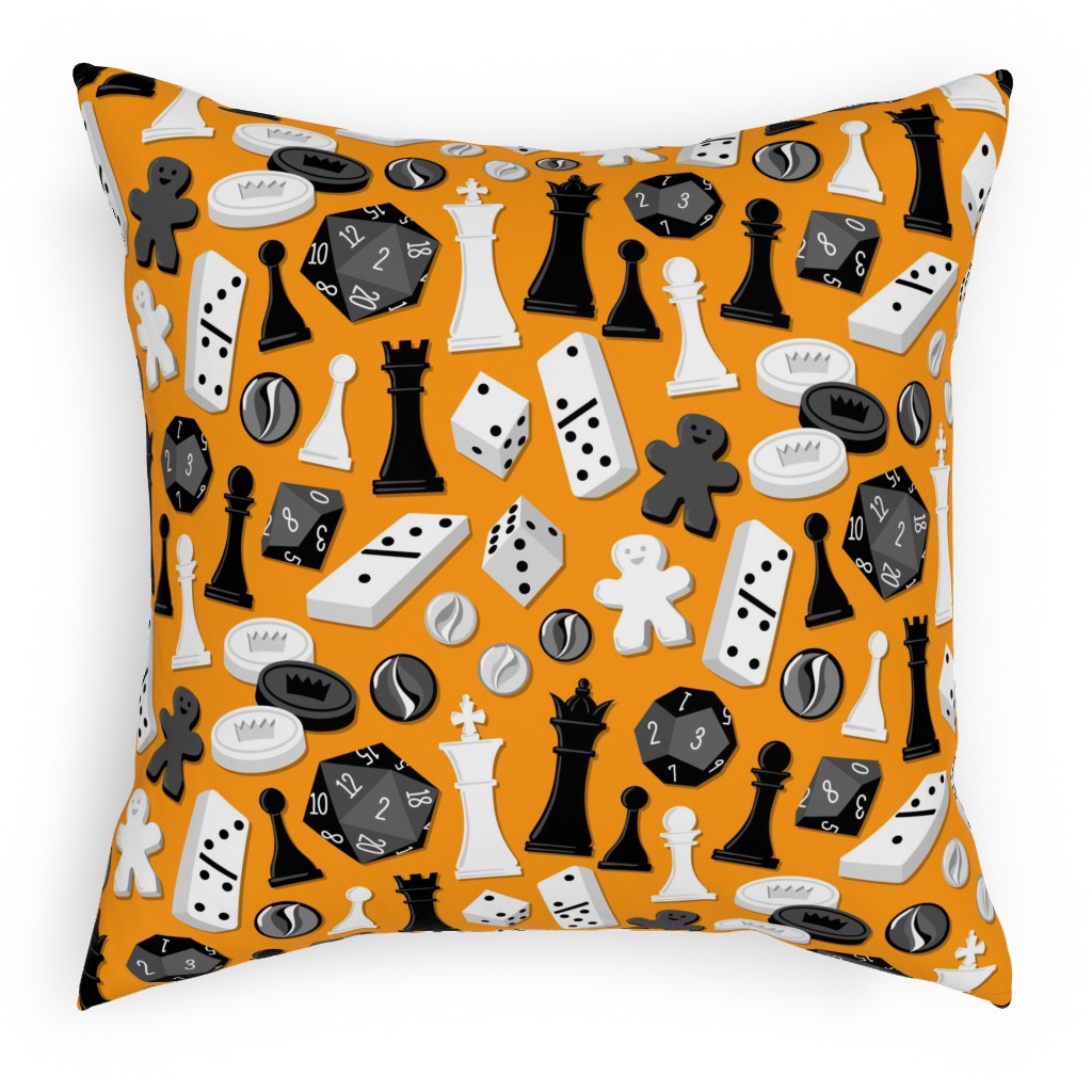 Game on Pillow, Woven, White, 18x18, Double Sided, Orange, Satsuma