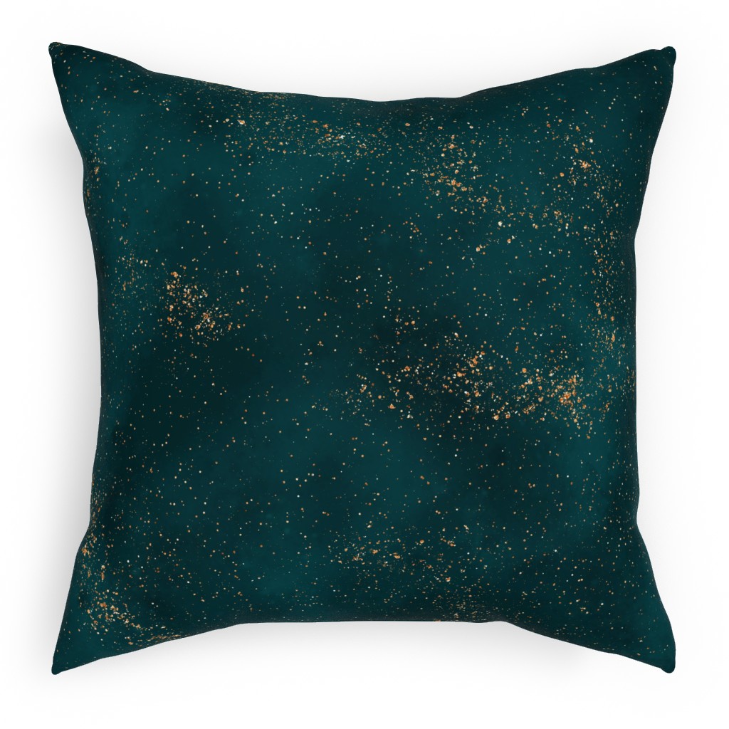 Stardust - Green Pillow, Woven, White, 18x18, Double Sided, Green
