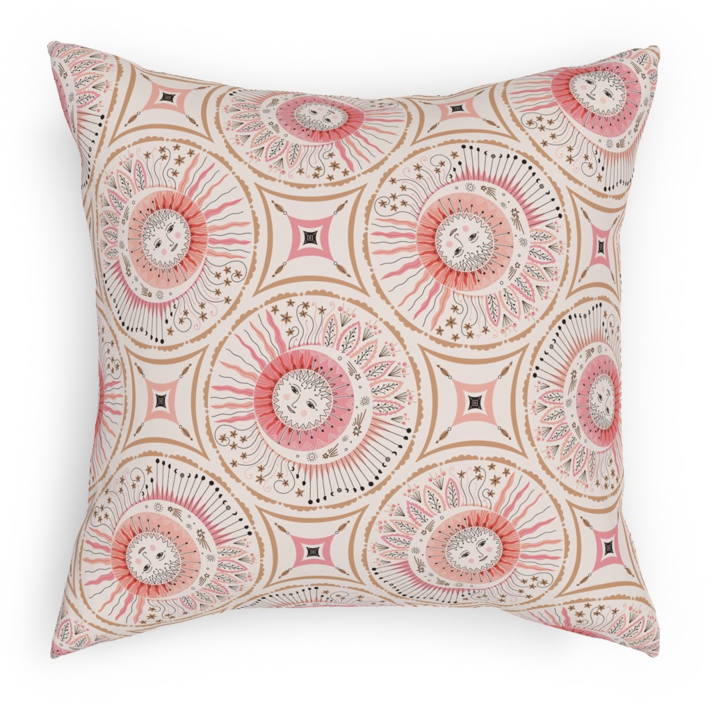 Celestial Talisman in Pink Pillow, Woven, White, 18x18, Double Sided, Pink, Bright Pink