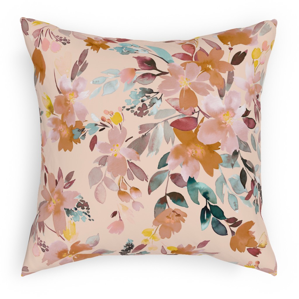 Summery Oleander Floral - Soft Pink Pillow, Woven, White, 18x18, Double Sided, Pink, Bright Pink