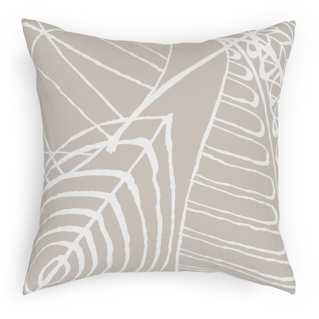 Leaves - Greige Pillow, Woven, White, 18x18, Double Sided, Beige