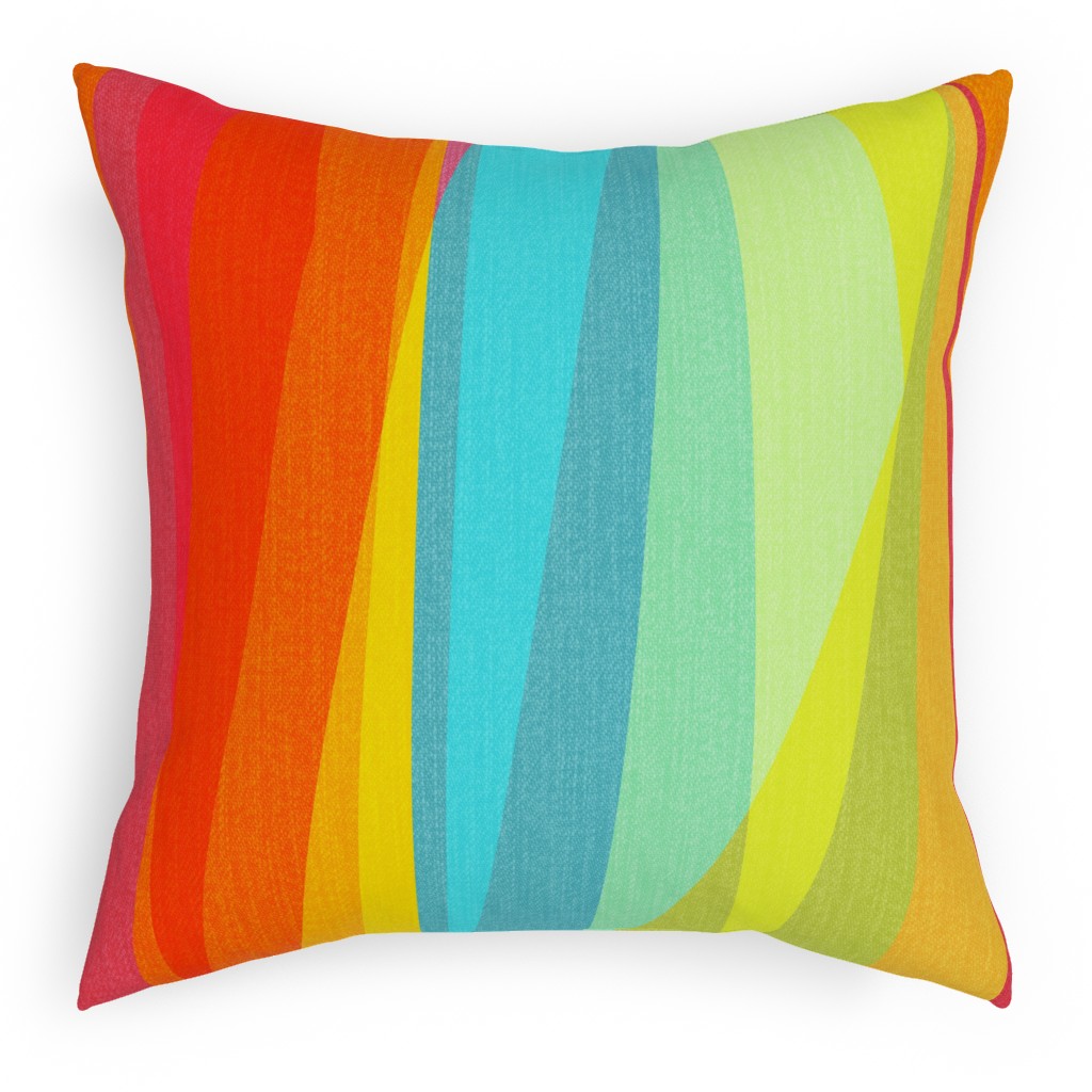 Geo Stripes Vertical - Multi Pillow, Woven, White, 18x18, Double Sided, Multicolor