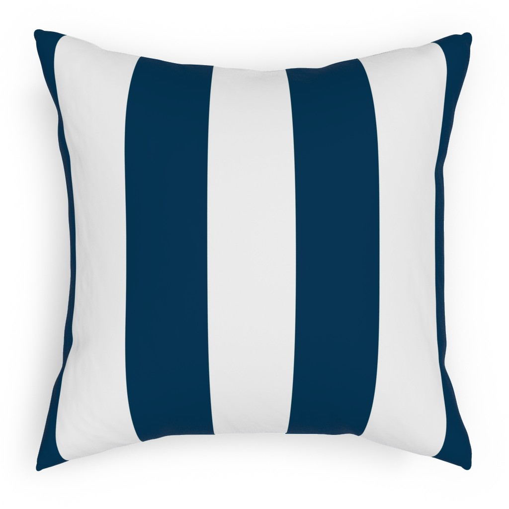 Cabana Stripe - Navy and White Pillow, Woven, White, 18x18, Double Sided, Blue