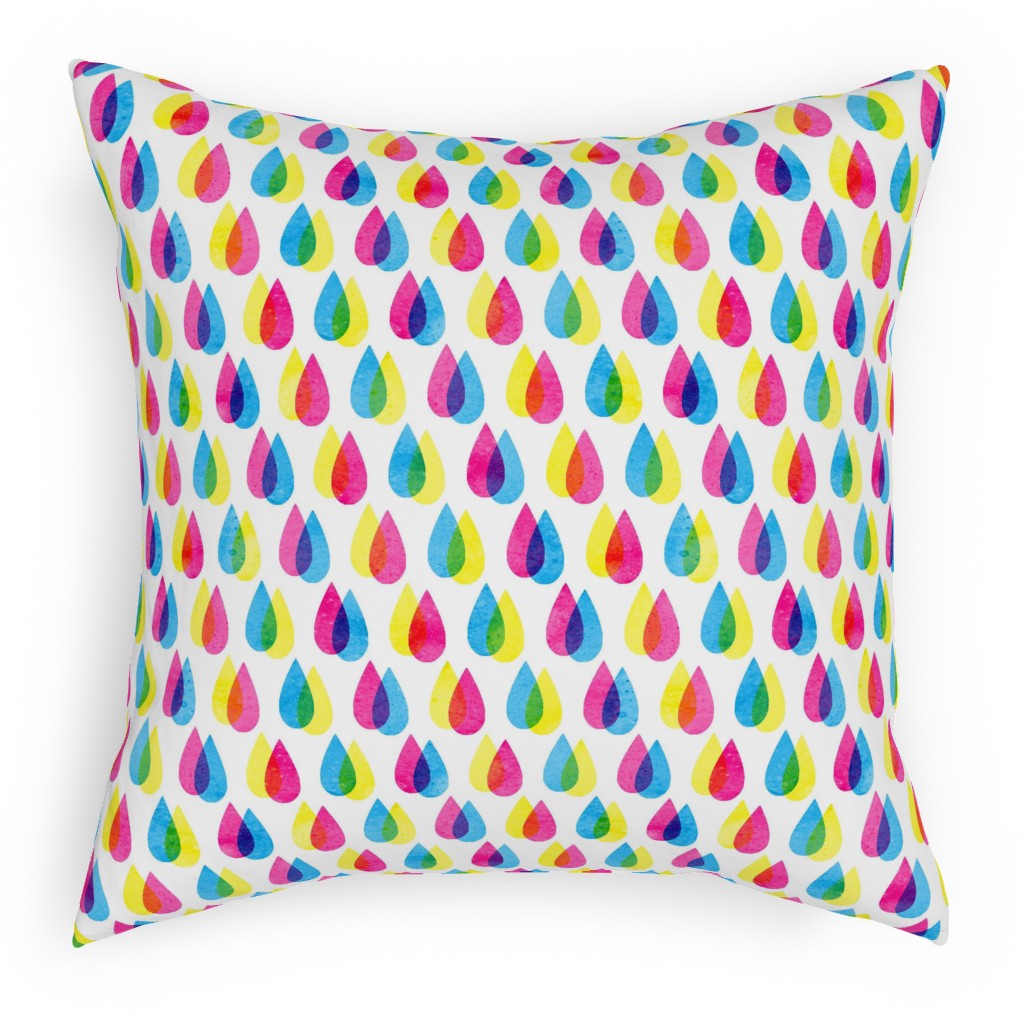 Drops Pillow, Woven, White, 18x18, Double Sided, Multicolor, White