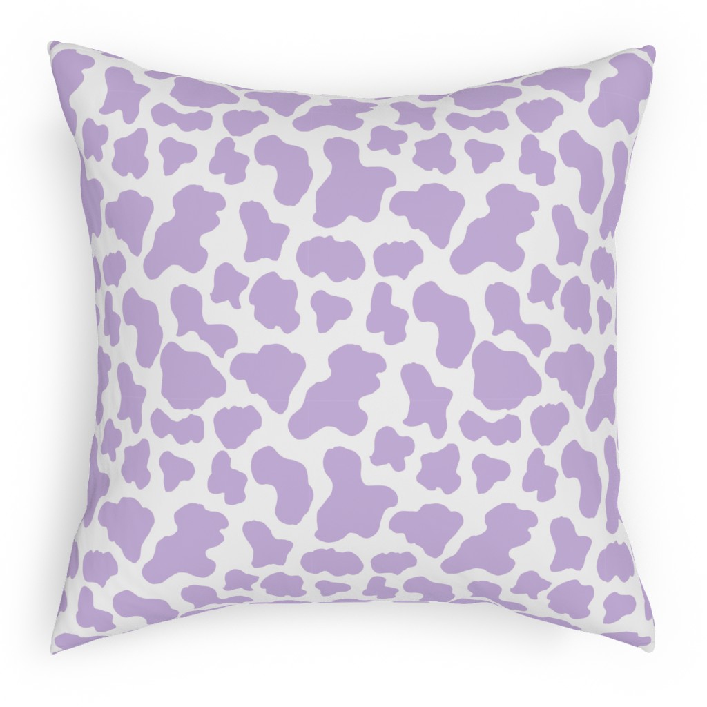 Cow Print Pillow, Woven, White, 18x18, Double Sided, Purple, Violet