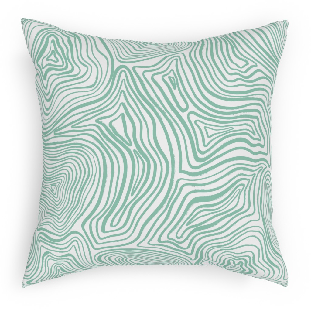 Abstract Wavy Lines - Green Pillow, Woven, White, 18x18, Double Sided, Green, Classic Green