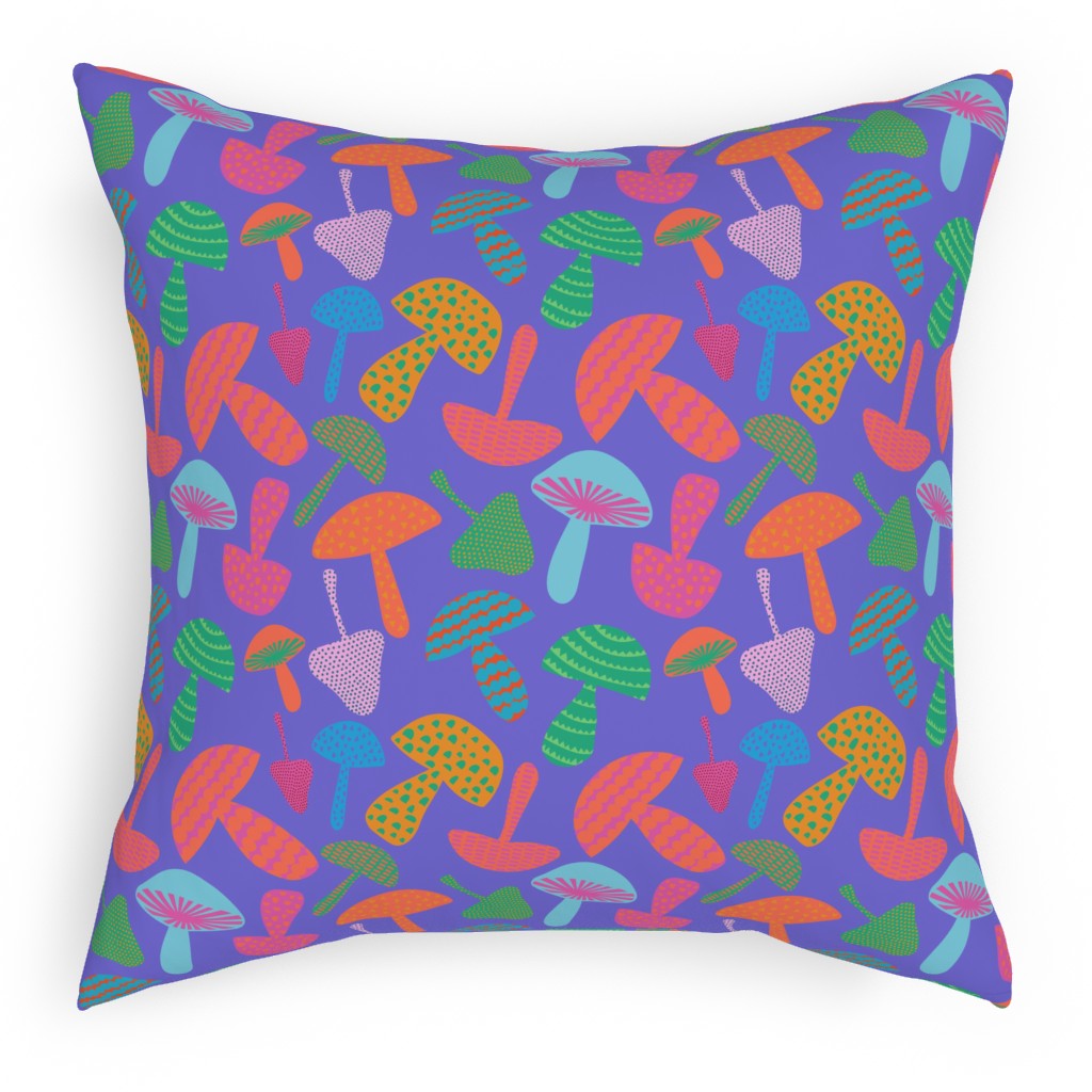 Mushroom Tossed - Bold Pillow, Woven, White, 18x18, Double Sided, Purple, Purple