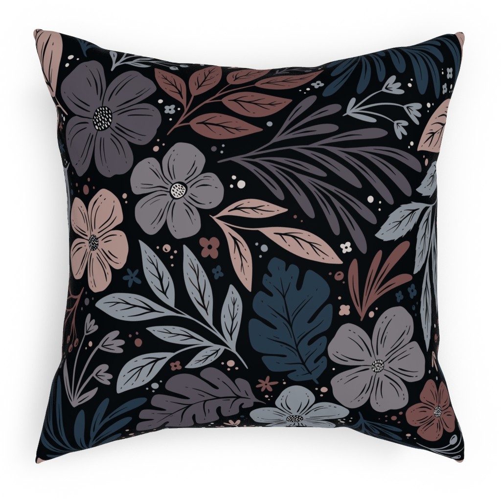 Dark and Moody Floral Pillow, Woven, White, 18x18, Double Sided, Multicolor