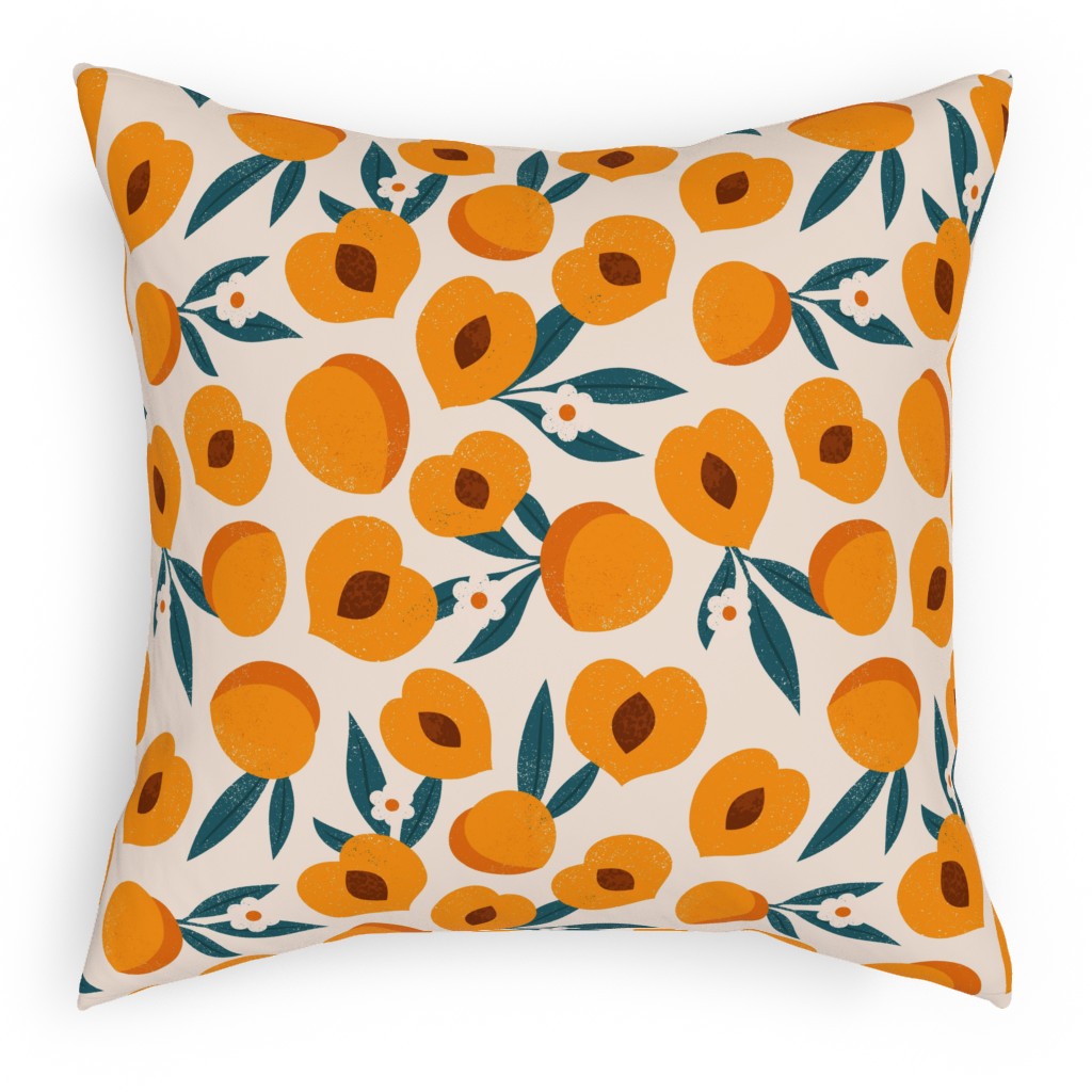 Summer Peches - Orange Pillow, Woven, White, 18x18, Double Sided, Orange