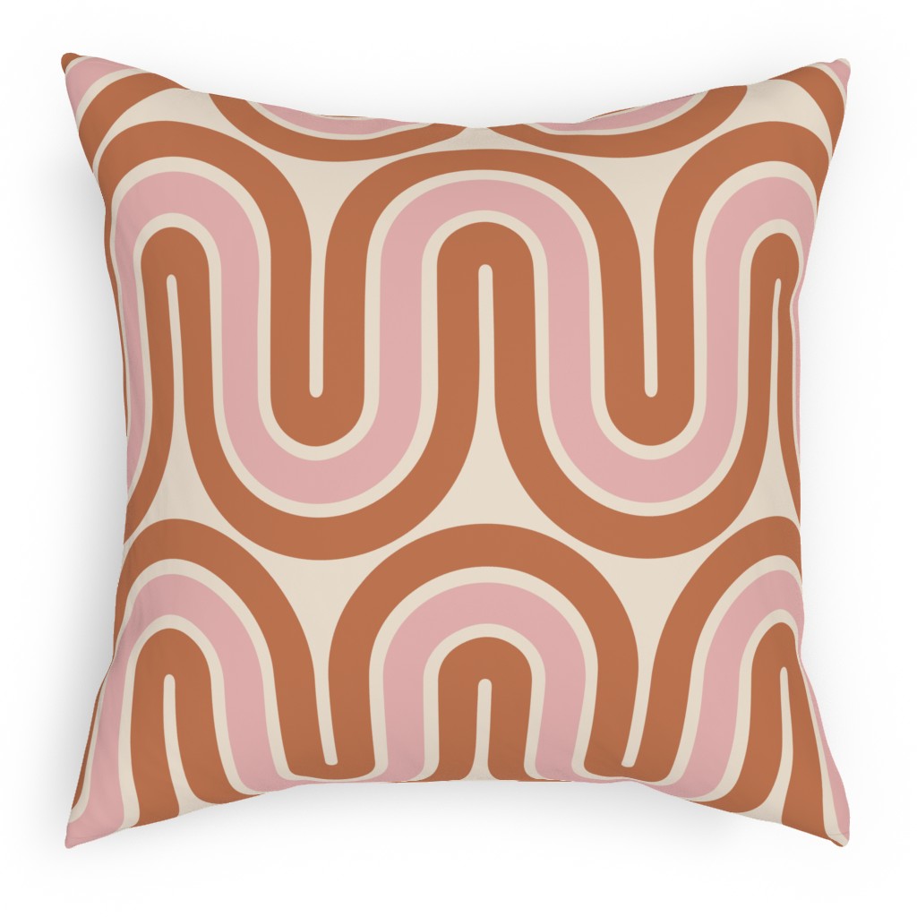 Retro Mod Pillow, Woven, White, 18x18, Double Sided, Pink