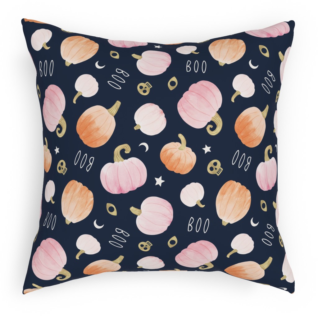 Halloween Pumpkin Party Pillow, Woven, White, 18x18, Double Sided, Orange, Orange