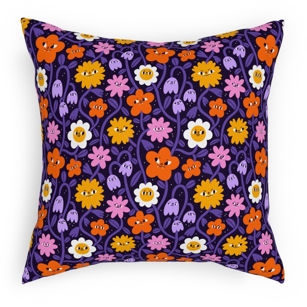 Extremely Wicked, Evil and Vile Halloween Garden - Purple Pillow, Woven, White, 18x18, Double Sided, Purple, Purple