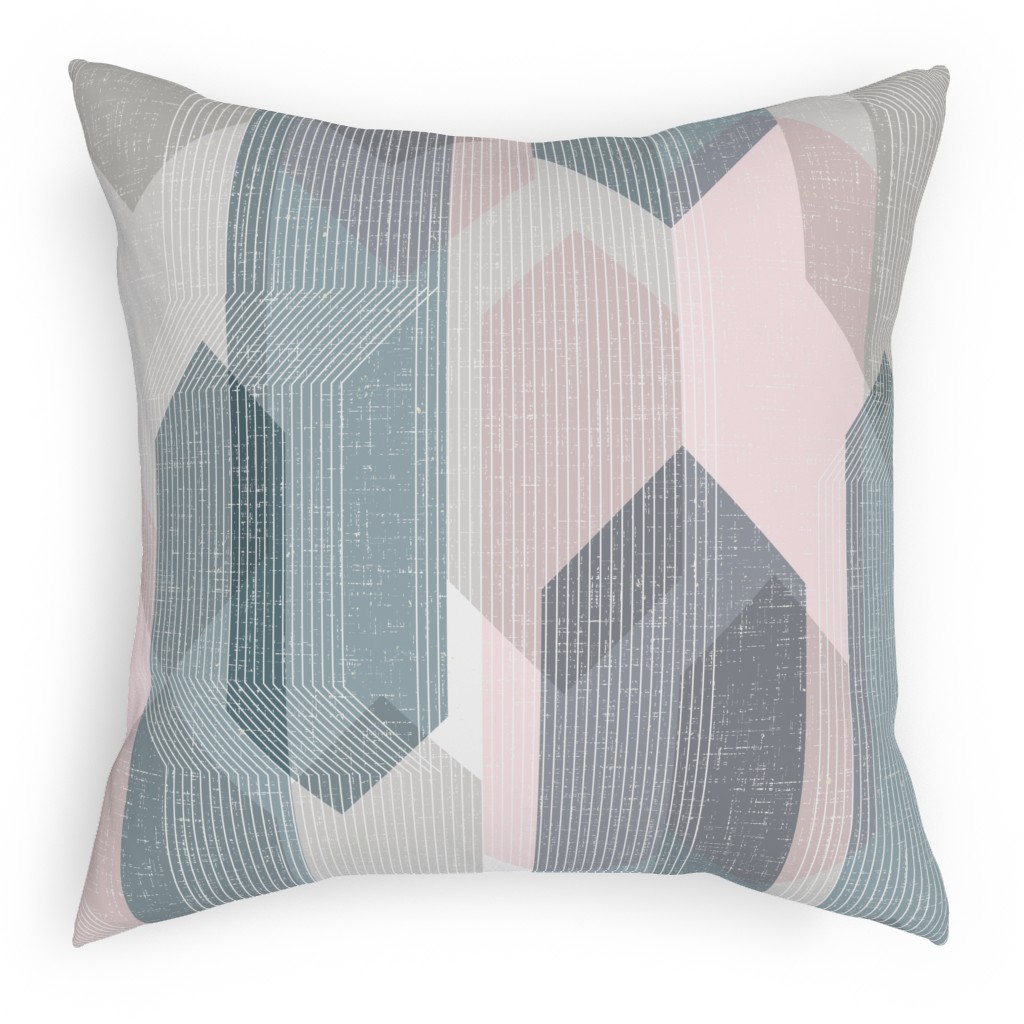 Deco Mod Hex Reflections Pillow, Woven, White, 18x18, Double Sided, Gray, Gray