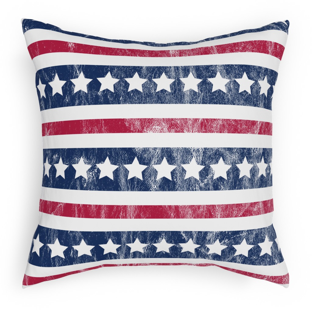 Stars and Stripes - Red, White and Blue Pillow, Woven, White, 18x18, Double Sided, Multicolor