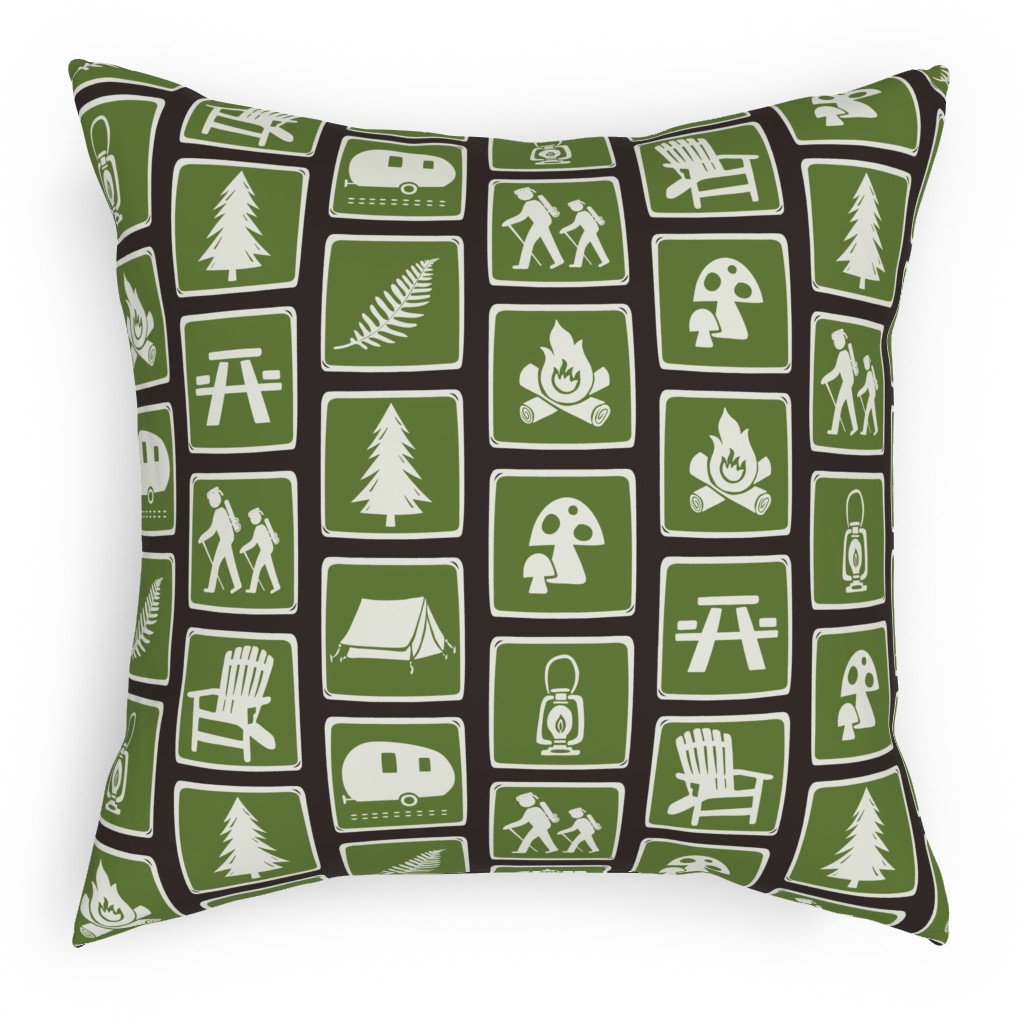 Follow the Signs To Fun Pillow, Woven, White, 18x18, Double Sided, Green