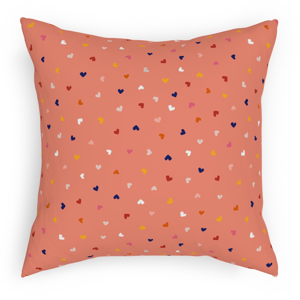 Heart Sprinkles - Pink Pillow, Woven, White, 18x18, Double Sided, Pink
