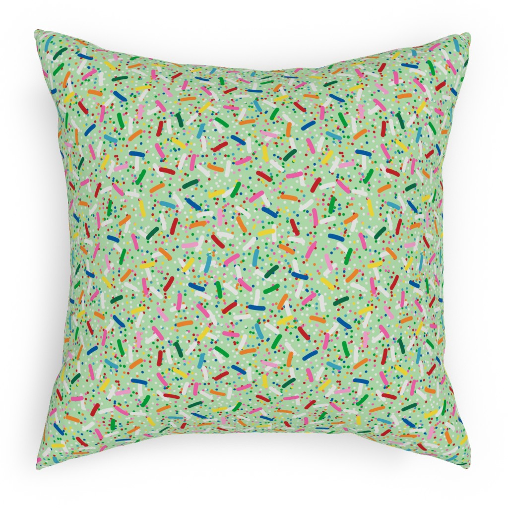 Rainbow Sprinkles Pillow, Woven, White, 18x18, Double Sided, Green, Pea Sprout