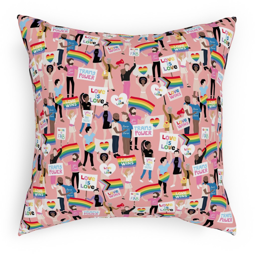 Pride Lgbtq Rainbow Flag Pillow, Woven, White, 18x18, Double Sided, Multicolor