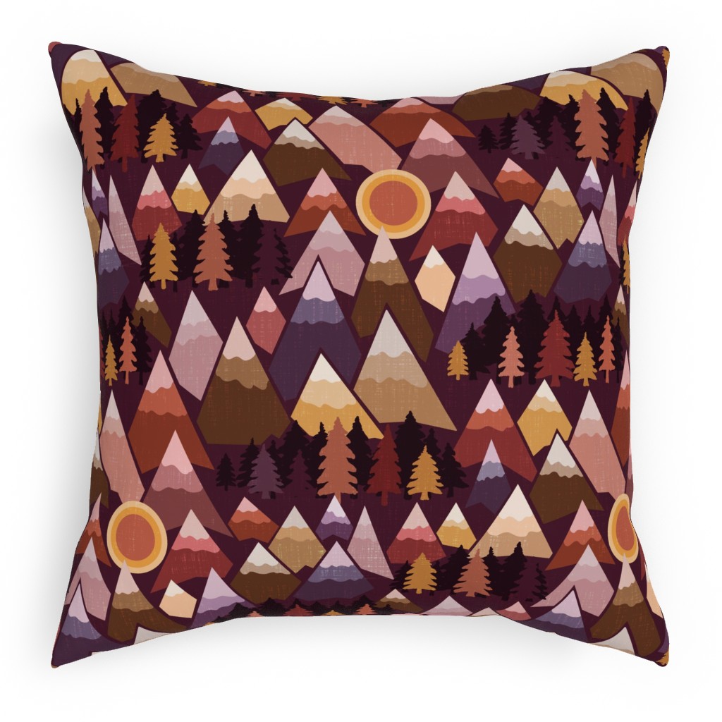 the Mountains Are Calling Pillow, Woven, White, 18x18, Double Sided, Red
