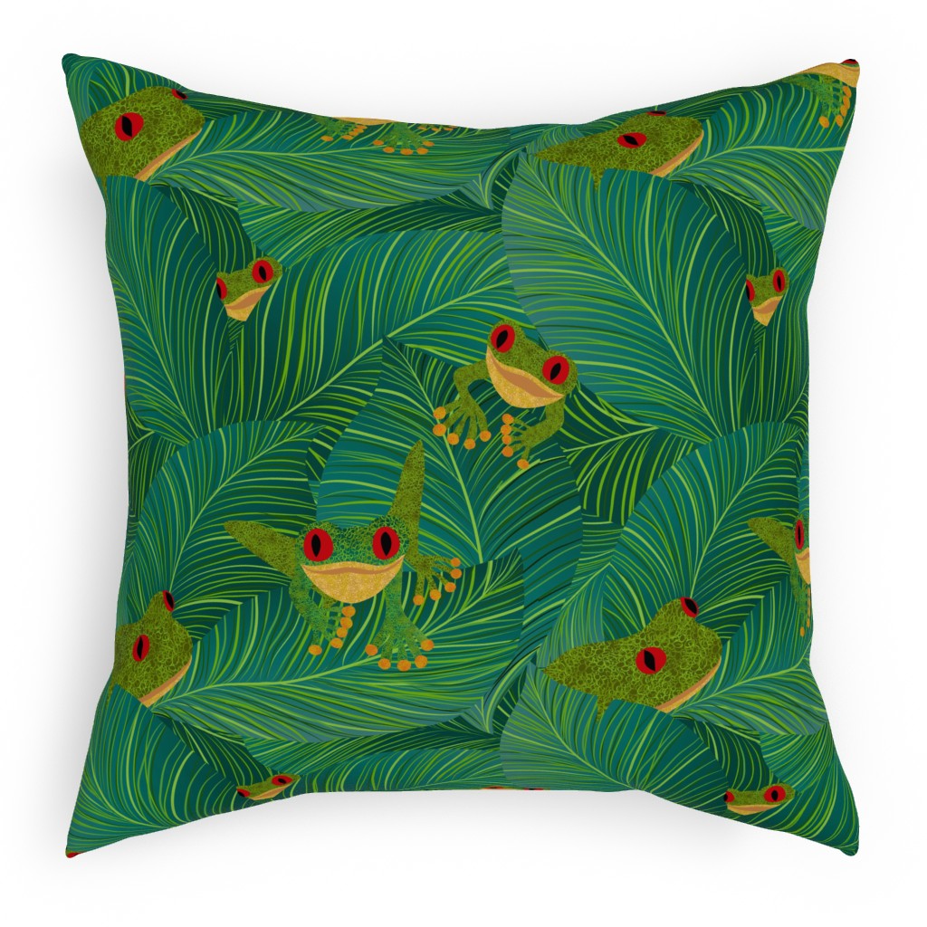 Island Peepers Pillow, Woven, White, 18x18, Double Sided, Green, Classic Green