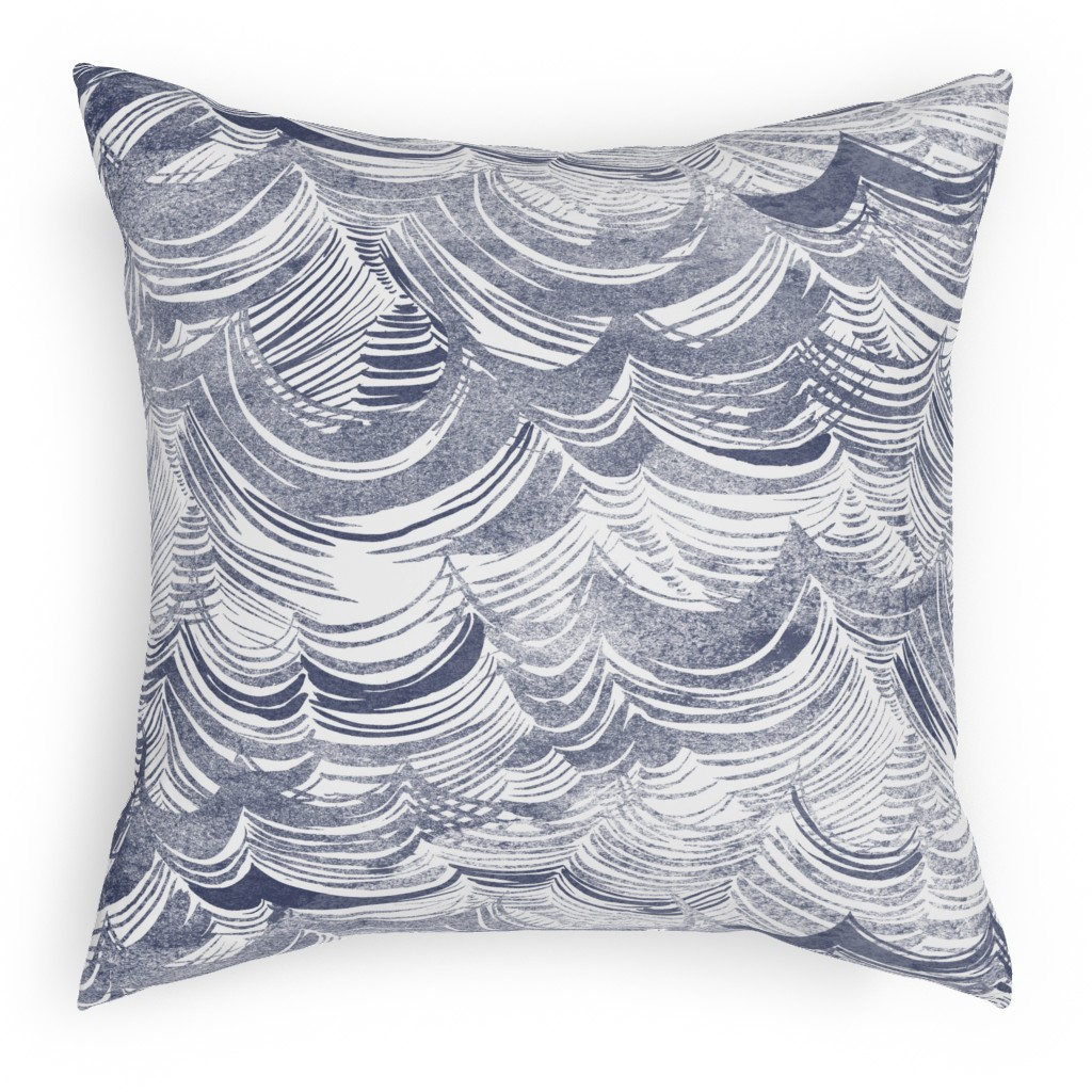 Wild Ocean Pillow, Woven, White, 18x18, Double Sided, Gray