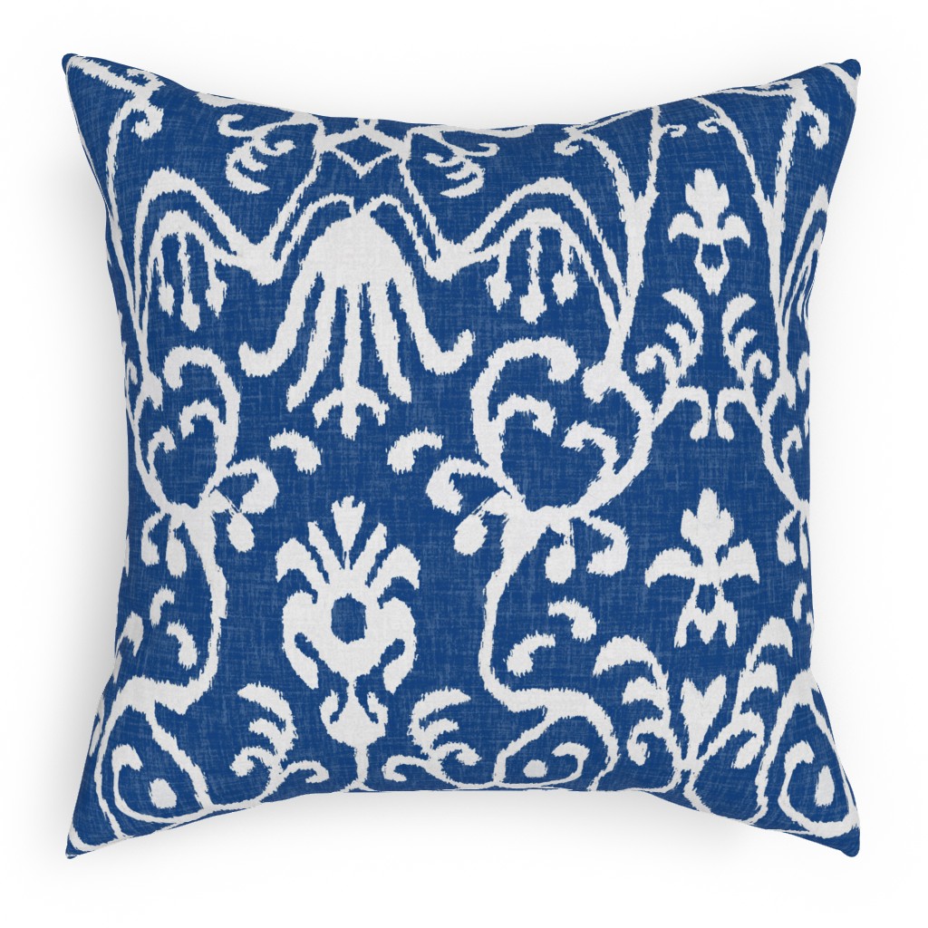 Lucette Ikat - Navy Pillow, Woven, White, 18x18, Double Sided, Blue