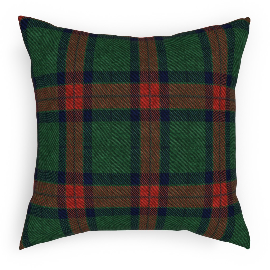 Holiday Tartan Pillow, Woven, White, 18x18, Double Sided, Green, Classic Green