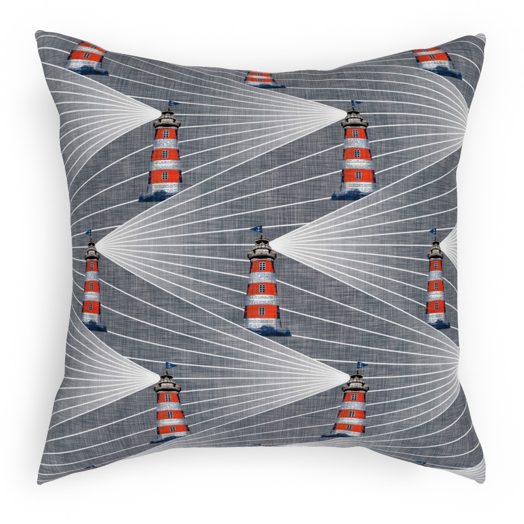 Land Ahoy - Gray Pillow, Woven, White, 18x18, Double Sided, Gray, Gray