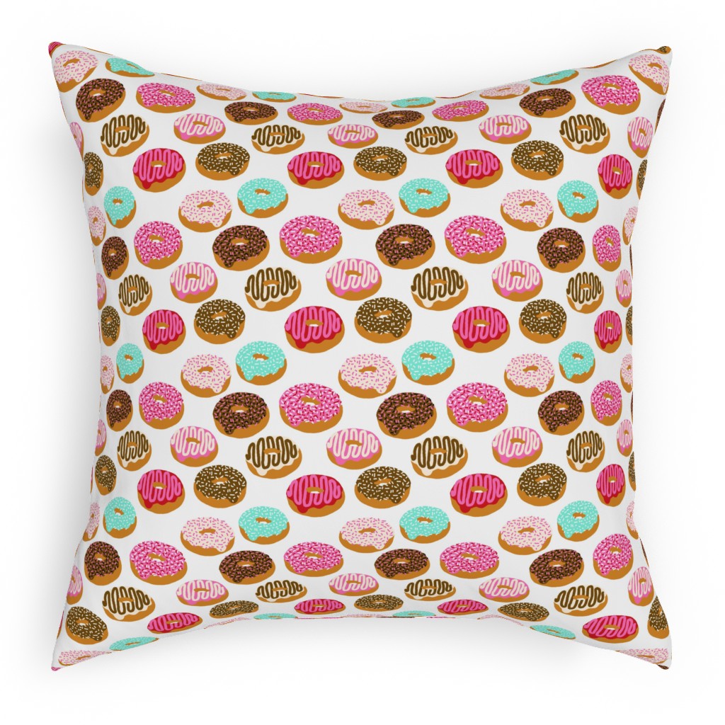 Donuts - Multicolor Pillow, Woven, White, 18x18, Double Sided, Multicolor
