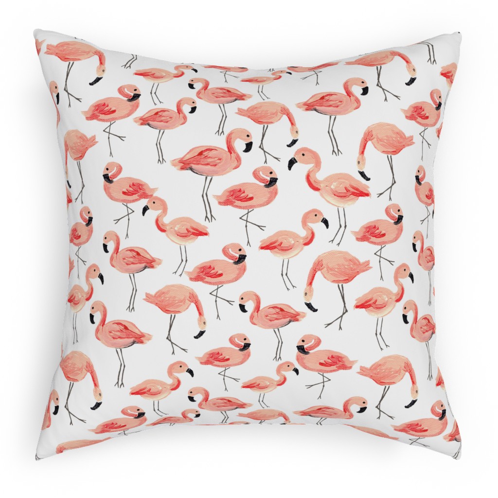 Flamingo Party - Pink Pillow, Woven, White, 18x18, Double Sided, Pink