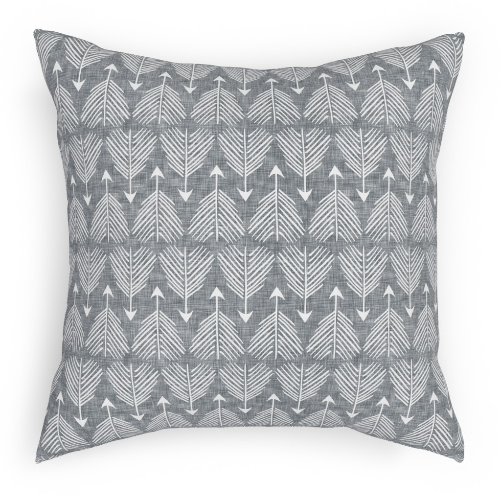 Django Arrows Pillow, Woven, White, 18x18, Double Sided, Gray