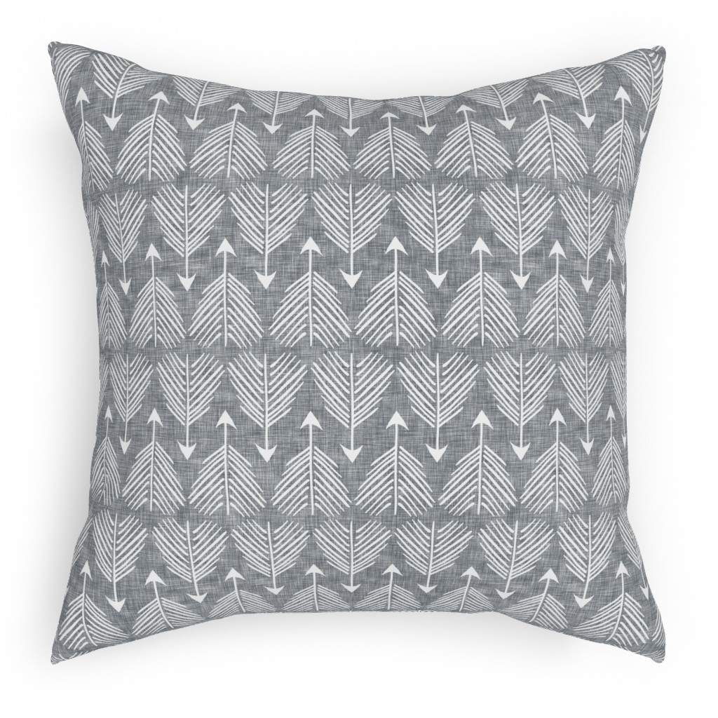 Django Arrows Pillow, Woven, White, 18x18, Double Sided, Gray, Silver