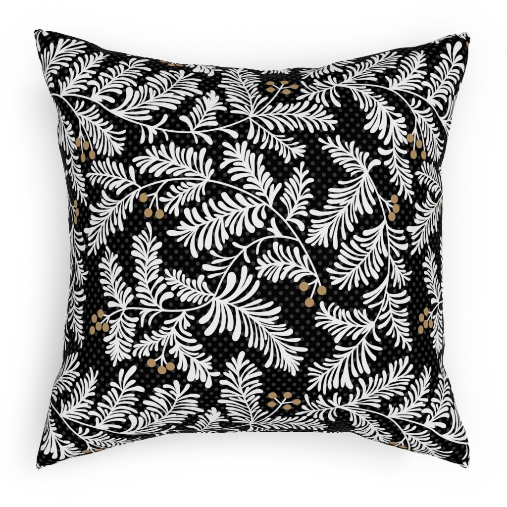 Winter Branches Pillow, Woven, White, 18x18, Double Sided, Black, Charcoal