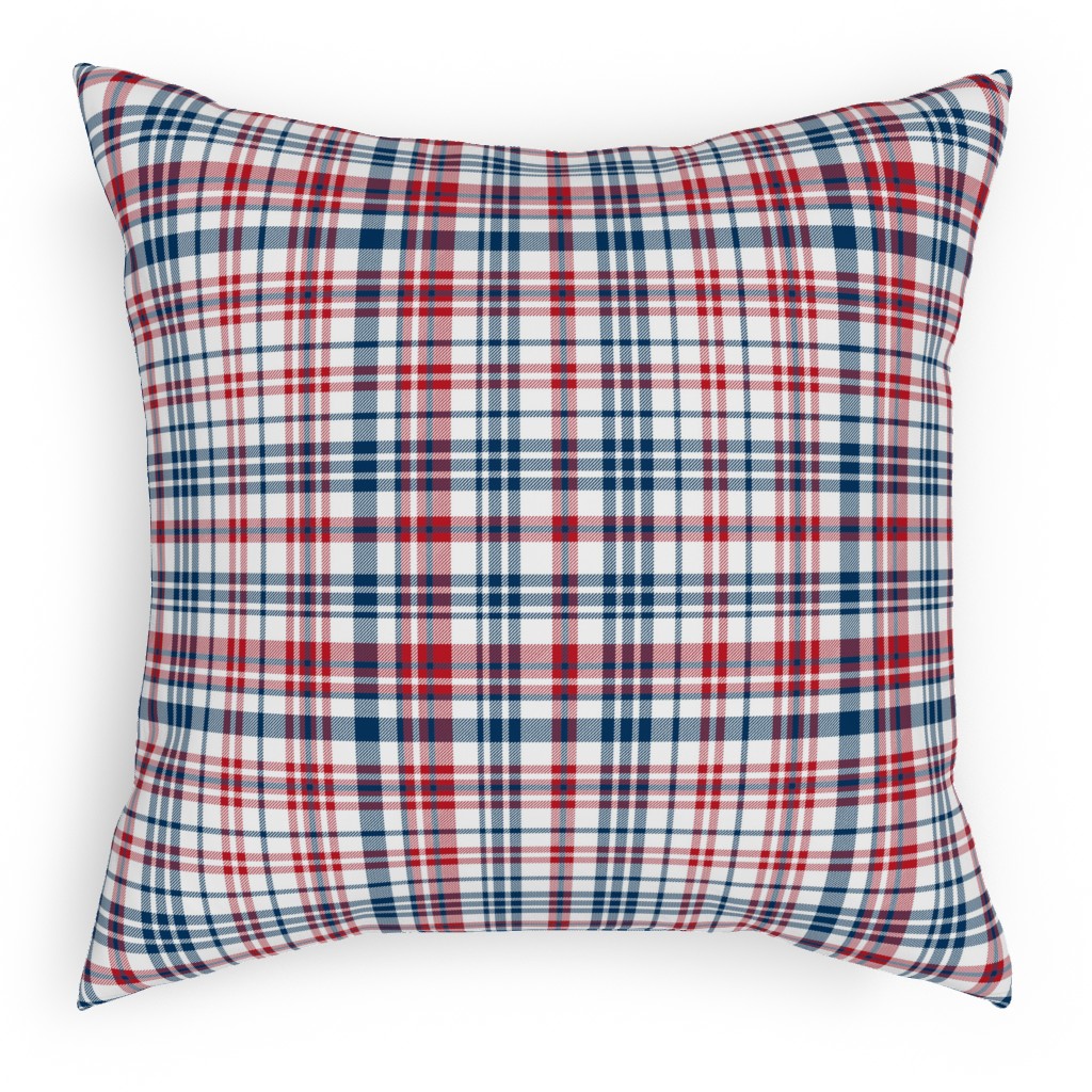 American Plaid - Blue and Red Pillow, Woven, White, 18x18, Double Sided, Multicolor