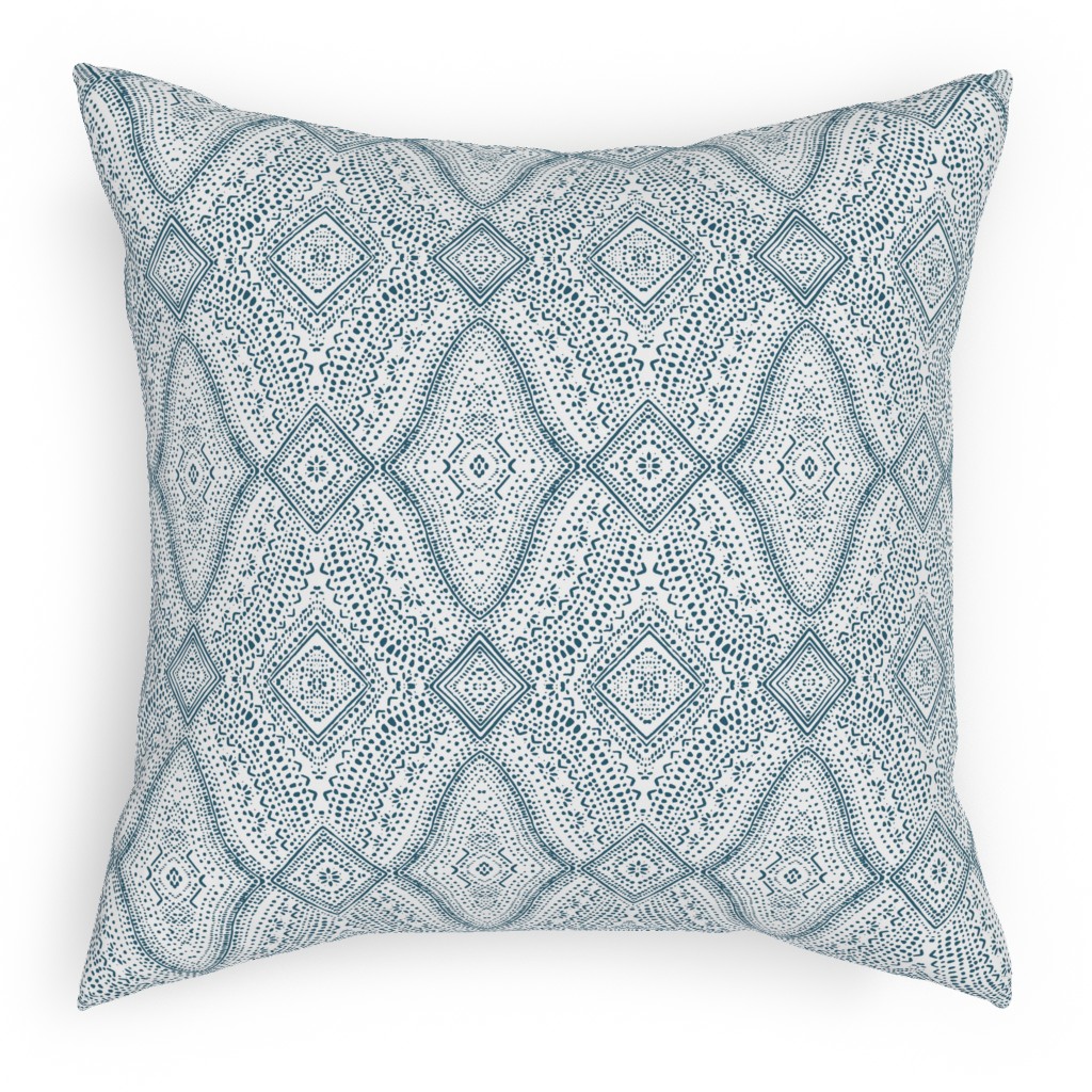 Tribal Dot - Navy Pillow, Woven, White, 18x18, Double Sided, Blue